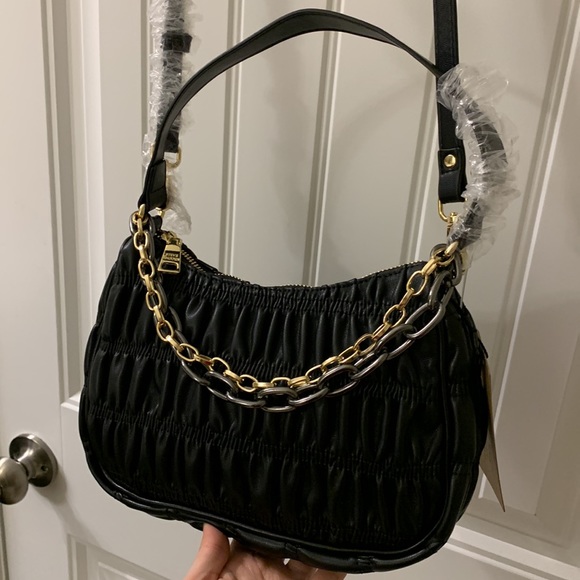 Prada Like Steve Madden Black Crinkle Leather Crossbody - Picture 3 of 13